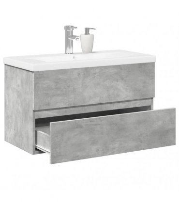 vidaXL 2 Piece Bathroom Furniture Set Concrete Grey Engineered Wood