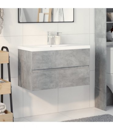 vidaXL 2 Piece Bathroom Furniture Set Concrete Grey Engineered Wood