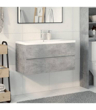 vidaXL 2 Piece Bathroom Furniture Set Concrete Grey Engineered Wood