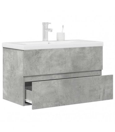 vidaXL 2 Piece Bathroom Furniture Set Concrete Grey Engineered Wood