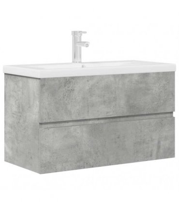 vidaXL 2 Piece Bathroom Furniture Set Concrete Grey Engineered Wood