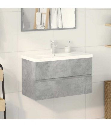 vidaXL 2 Piece Bathroom Furniture Set Concrete Grey Engineered Wood