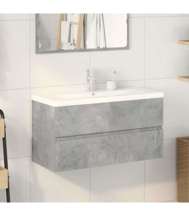 vidaXL 2 Piece Bathroom Furniture Set Concrete Grey Engineered Wood