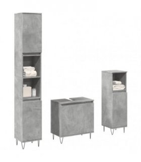 vidaXL 3 Piece Bathroom Furniture Set Concrete Grey Engineered Wood