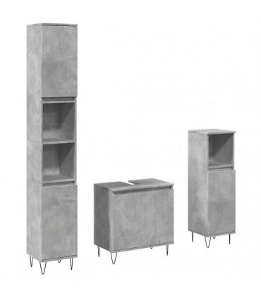 vidaXL 3 Piece Bathroom Furniture Set Concrete Grey Engineered Wood