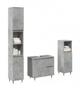 vidaXL 3 Piece Bathroom Furniture Set Concrete Grey Engineered Wood