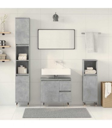 vidaXL 3 Piece Bathroom Furniture Set Concrete Grey Engineered Wood