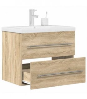 vidaXL 2 Piece Bathroom Furniture Set Sonoma Oak Engineered Wood
