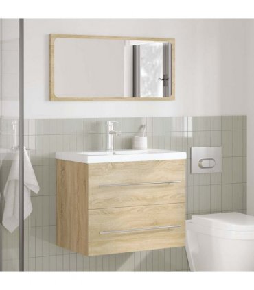 vidaXL 2 Piece Bathroom Furniture Set Sonoma Oak Engineered Wood