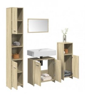 vidaXL 4 Piece Bathroom Furniture Set Sonoma Oak Engineered Wood