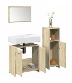 vidaXL 3 Piece Bathroom Furniture Set Sonoma Oak Engineered Wood