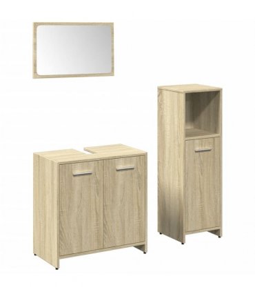 vidaXL 3 Piece Bathroom Furniture Set Sonoma Oak Engineered Wood