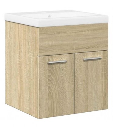 vidaXL 2 Piece Bathroom Furniture Set Sonoma Oak Engineered Wood