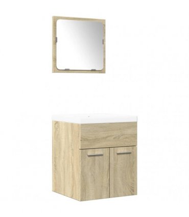 vidaXL 3 Piece Bathroom Furniture Set Sonoma Oak Engineered Wood