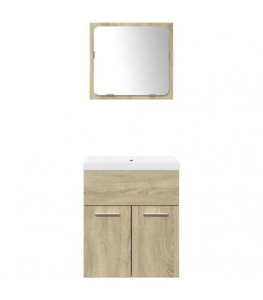vidaXL 3 Piece Bathroom Furniture Set Sonoma Oak Engineered Wood