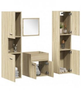 vidaXL 4 Piece Bathroom Furniture Set Sonoma Oak Engineered Wood