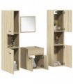 vidaXL 4 Piece Bathroom Furniture Set Sonoma Oak Engineered Wood