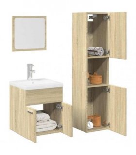 vidaXL 4 Piece Bathroom Furniture Set Sonoma Oak Engineered Wood