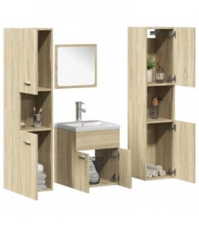vidaXL 5 Piece Bathroom Furniture Set Sonoma Oak Engineered Wood