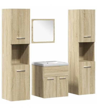 vidaXL 5 Piece Bathroom Furniture Set Sonoma Oak Engineered Wood
