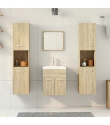 vidaXL 5 Piece Bathroom Furniture Set Sonoma Oak Engineered Wood