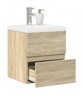 vidaXL 2 Piece Bathroom Furniture Set Sonoma Oak Engineered Wood