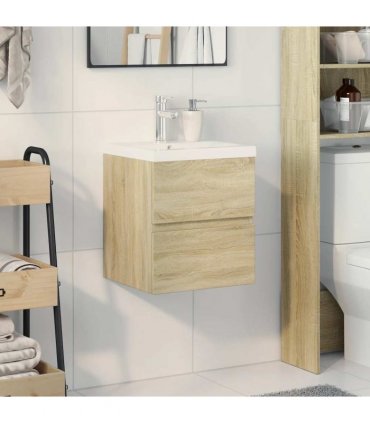 vidaXL 2 Piece Bathroom Furniture Set Sonoma Oak Engineered Wood
