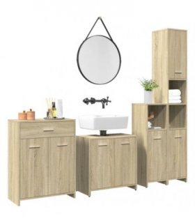 vidaXL 4 Piece Bathroom Furniture Set Sonoma Oak Engineered Wood