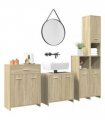 vidaXL 4 Piece Bathroom Furniture Set Sonoma Oak Engineered Wood