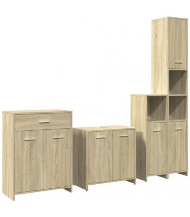 vidaXL 4 Piece Bathroom Furniture Set Sonoma Oak Engineered Wood