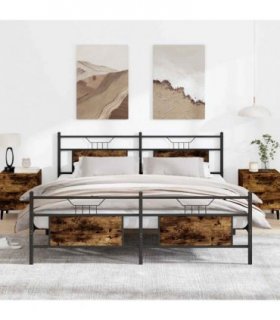 vidaXL Metal Bed Frame without Mattress Smoked Oak 183x213 cm