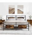 vidaXL Metal Bed Frame without Mattress Smoked Oak 183x213 cm