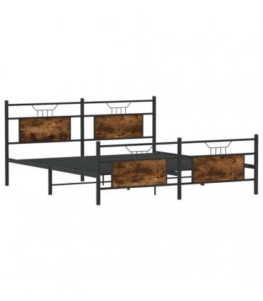 vidaXL Metal Bed Frame without Mattress Smoked Oak 183x213 cm