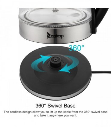 【Old Code：42128382】ZOKOP HD-250 220V 2000W 2L Blue Glass Electric Kettle