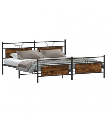 vidaXL Metal Bed Frame without Mattress Smoked Oak 193x203 cm