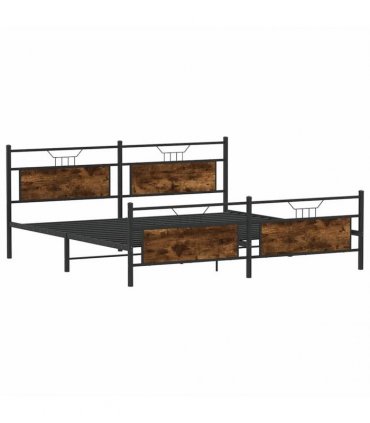 vidaXL Metal Bed Frame without Mattress Smoked Oak 193x203 cm