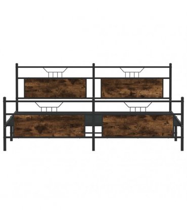 vidaXL Metal Bed Frame without Mattress Smoked Oak 193x203 cm