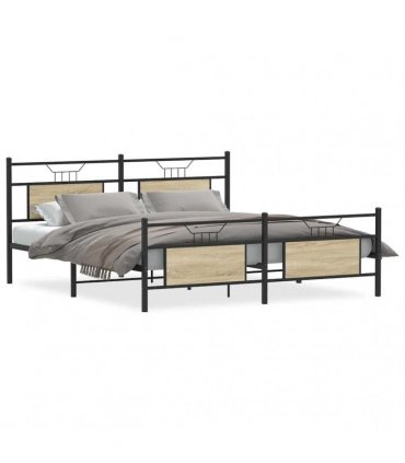 vidaXL Metal Bed Frame without Mattress Sonoma Oak 183x213 cm