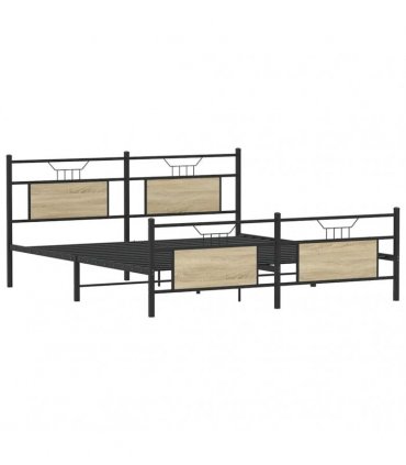 vidaXL Metal Bed Frame without Mattress Sonoma Oak 183x213 cm