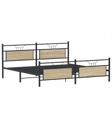 vidaXL Metal Bed Frame without Mattress Sonoma Oak 193x203 cm