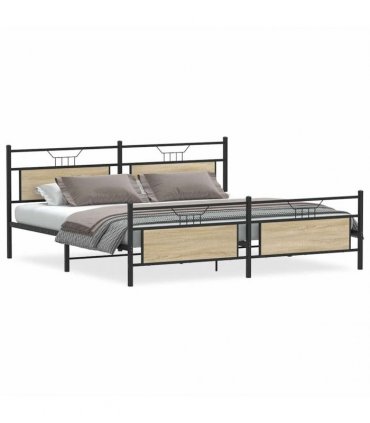 vidaXL Metal Bed Frame without Mattress Sonoma Oak 200x200 cm