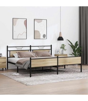 vidaXL Metal Bed Frame without Mattress Sonoma Oak 200x200 cm
