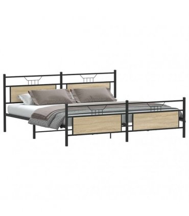 vidaXL Metal Bed Frame without Mattress Sonoma Oak 200x200 cm