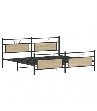 vidaXL Metal Bed Frame without Mattress Sonoma Oak 200x200 cm