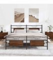 vidaXL Metal Bed Frame without Mattress Brown Oak 183x213 cm