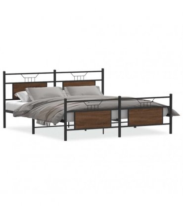 vidaXL Metal Bed Frame without Mattress Brown Oak 183x213 cm