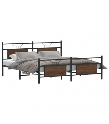 vidaXL Metal Bed Frame without Mattress Brown Oak 183x213 cm