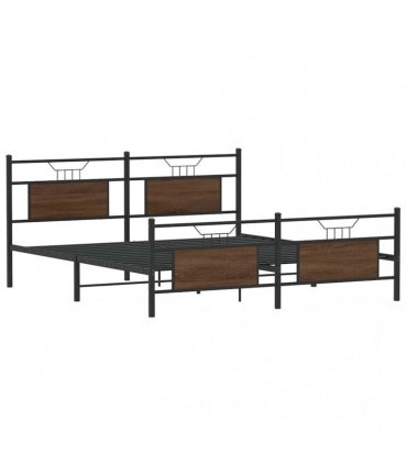 vidaXL Metal Bed Frame without Mattress Brown Oak 183x213 cm