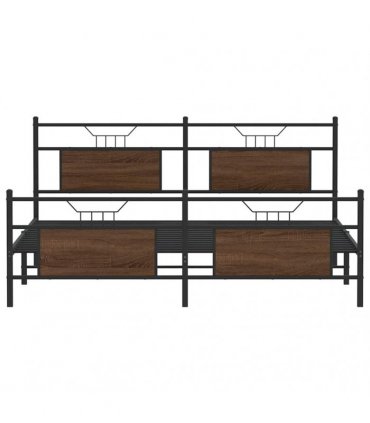vidaXL Metal Bed Frame without Mattress Brown Oak 183x213 cm