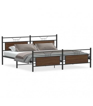 vidaXL Metal Bed Frame without Mattress Brown Oak 193x203 cm